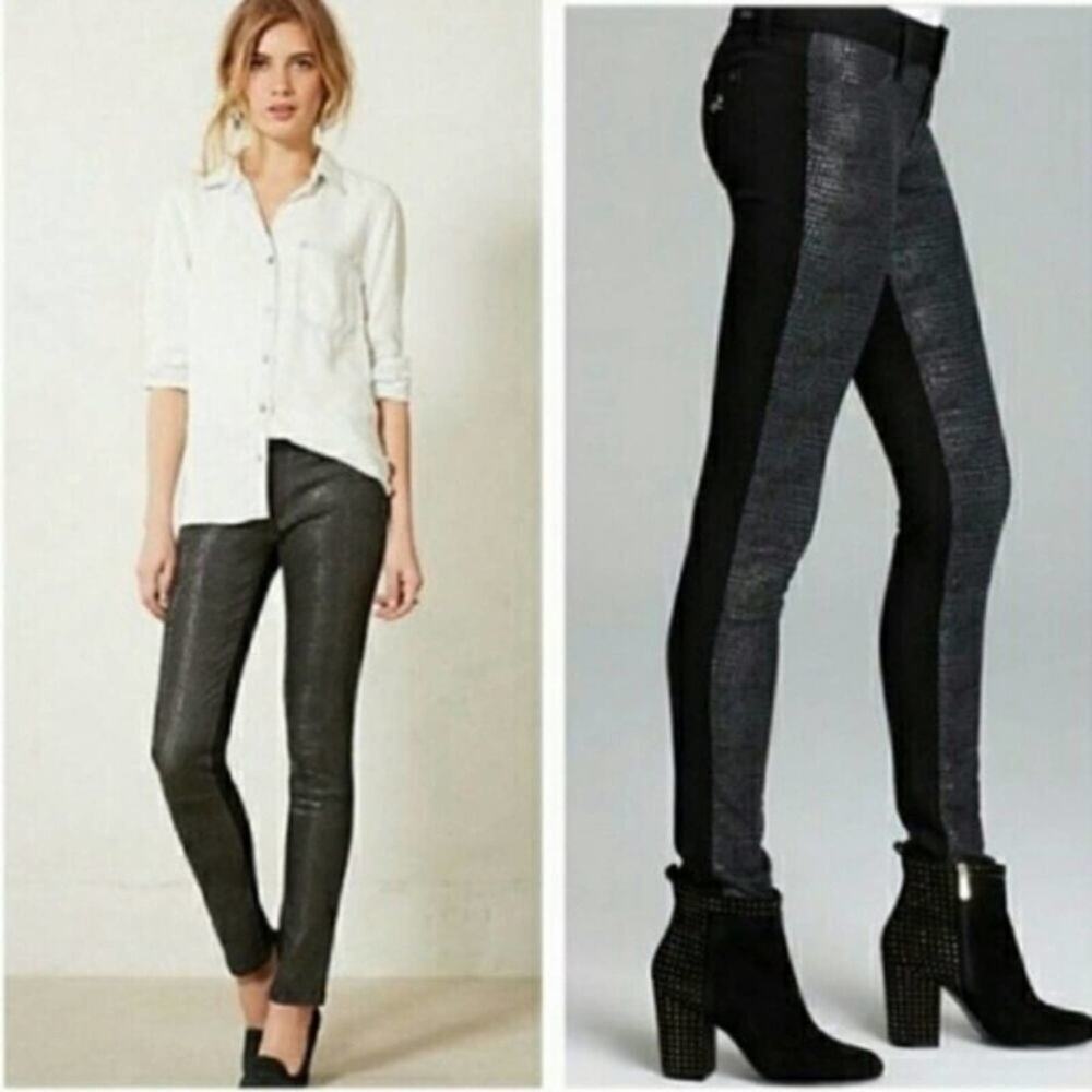 DL1961 Emma lamb leather front panel snake jeans size 28